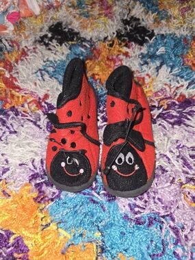 Toddler Red Ladybug Slippers - Soft Indoor Shoes